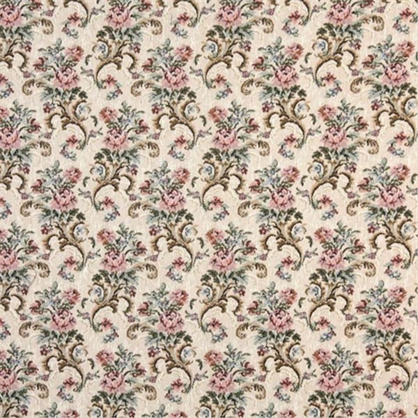 Designer Fabrics 54 in. Wide Pink, Beige And Green, Floral Tapestry Upholstery Fabric H858 - main